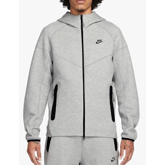 New Nike Men's Tech Fleece Full Zip Hoodie Gray Black Size Large FB7921-063 - Picture 3 of 5